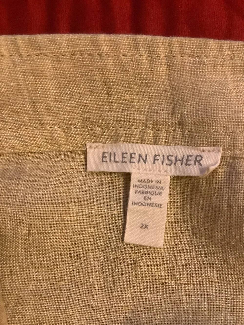 Eileen Fisher Light Beige Tiered Linen Sundress, 2X.